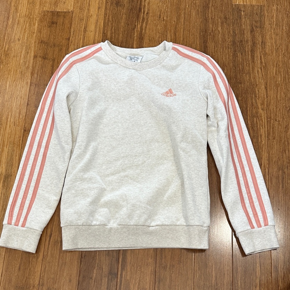 LAST CHANCE OFFER: Adidas Light Gray Sweatshirt with Coral Accents